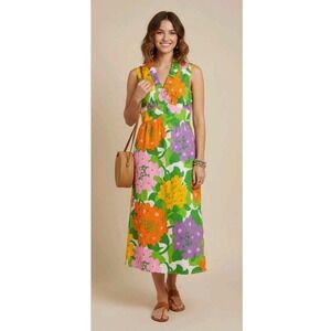 Vintage 1960s Malia Honolulu Hawaii Maxi Dress Size 8 Floral Retro Tiki Boho